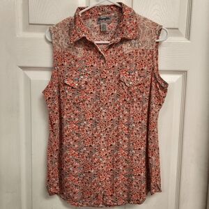 Wrangler Women's Sleeveless Floral Top - Pink Flowery
